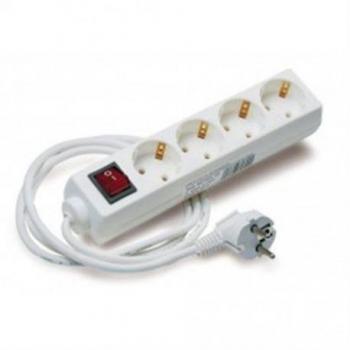 Elbat Regleta de Alimentación con 4 Tomas Schuko, Interruptor On/Off y Cable de 1.50 Metros