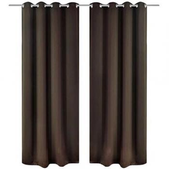 vidaXL Cortinas Opacas 2 Piezas con Ojales Metal 135x175cm Marrón Decoración