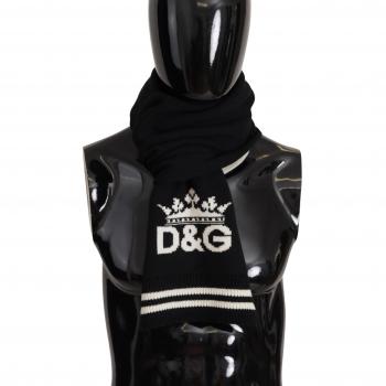 Dolce & Gabbana Black White Cotton DG Printed Cashmere Shawl Scarf, Elegant Cashmere Men's Scarf, Black male, Size: ONE SIZE