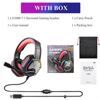 Auriculares Gaming EKSA E1000 con Micrófono, Cancelación de Ruido, Luz RGB, Sonido Envolvente 7.1 y Cable para PS4 y PC