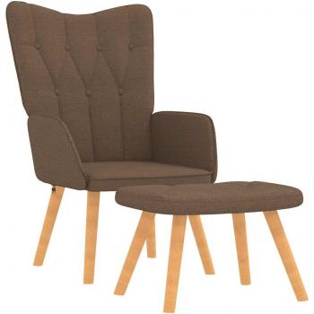 Sillón de relajación con reposapiés de tela marrón