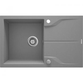 Fregadero de Cocina de Granito Deante ZQN_S113, 78 x 49 cm, color gris metalizado, con escurridor