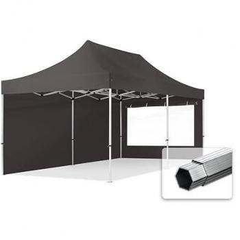 Carpa Plegable TOOLPORT 3x6m Profesional de Aluminio 40mm con Laterales y Ventanas Panorámicas, Gris Oscuro