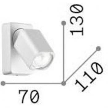 Foco de pared Rudy Square Ideal Lux, blanco, 1 luz, metal