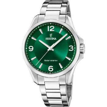 Festina Solar Energy Men's Watch F20656/3 Green Stainless Steel 42mm