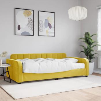 Sofá cama con colchón amarillo en terciopelo 100x200 cm