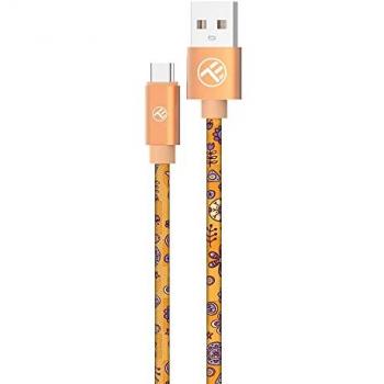 Cable USB-C Tellur Graffiti, 3A, 1m, naranja - carga y datos