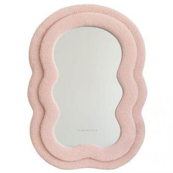 Espejo de Pared Ondulado Rosa 70x50 cm - Espejo Decorativo Irregular Tejido Rizo