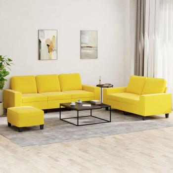 Juego de sofás 3 piezas tela amarillo claro Vidaxl