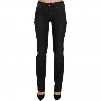 John Galliano Black Mid Waist Slim Fit Corduroy Casual Pants - W27