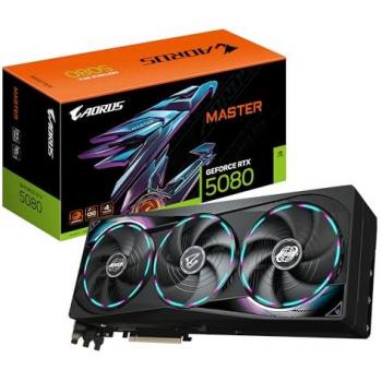 Gigabyte AORUS GeForce RTX 5080 Master 16GB GDDR7 - Tarjeta Gráfica, 256 bits, PCI-E 5.0, 2805MHz Core Clock, 3 x DisplayPort,