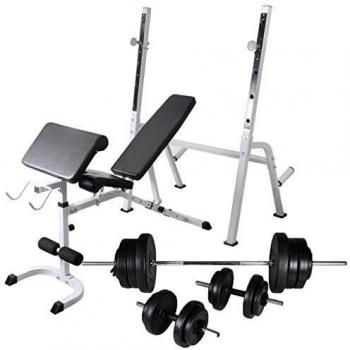 vidaXL Banco Soporte Barras Mancuernas 30,5 kg Musculación Pesas Entrenamiento