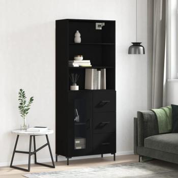 Alacena aparador alto de madera contrachapada multicapa negro 69,5x34x180 cm