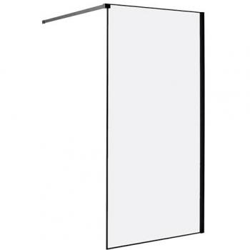 Mampara de ducha de vidrio templado sin puerta 100 x 190 cm negra Waspam
