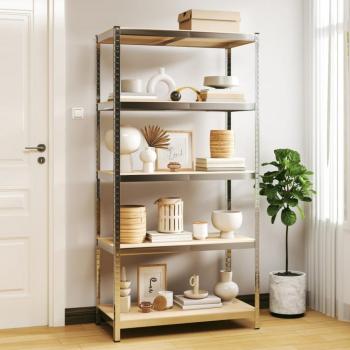 vidaXL 5-Layer Storage Shelf Silver Steel & Engineered Wood