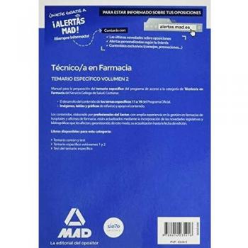 Técnico/a en Farmacia del Servicio Gallego de Salud . Temario específico volumen 2