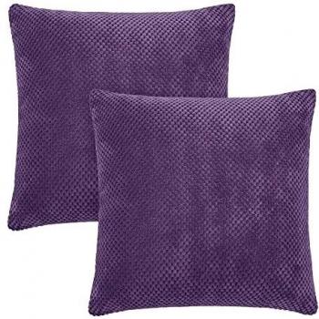Amazon Brand - Umi Juego de 2 Funda Cojín 40x40cm, Funda Cojín Sofá Fundas de Almohada Suave de Pana para Sofá, Púrpura