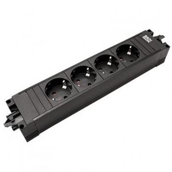 Bachmann STEP Power Strip 906.18819 - 4 Sockets, Type F (CEE 7/3), Black, without switch
