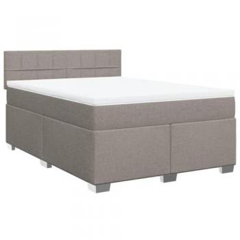 Cama Box Spring con colchón de Tortera 160x200 cm en tela gris taupe
