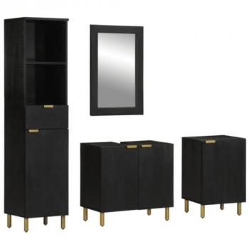 Juego de muebles de baño 4 piezas de madera contrachapada negra