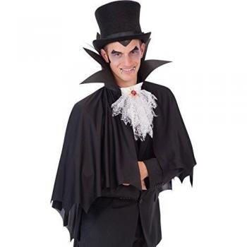 Carnival Toys - Capa Drácula de jersey con cuello y chorrera, 100 cm, color negro