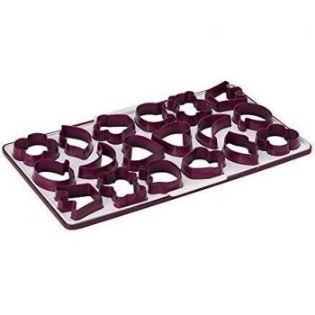 Metaltex 25912610080 Moldes 18 Cortadores para Pasta y Repostería, ABS+PP, Fucsia