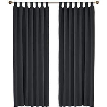 Amazon Brand - Umi Cortinas Opacas Salon Modernas para Ventana Dormitorio Termicas Aislantes con Trabillas 2 Piezas 140x290cm Gris Oscuro