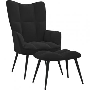 vidaXL Silla de relajación con reposapiés terciopelo negro
