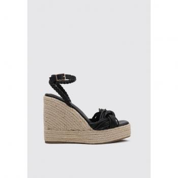 Zapatos de mujer tipo cuña de esparto Limma La Maremma color negro