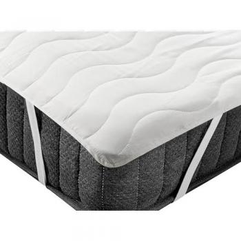 Protector de colchón impermeable ajustable individual 90 x 200 cm microfibra blanca con relleno de poliéster y bordes trapuntados