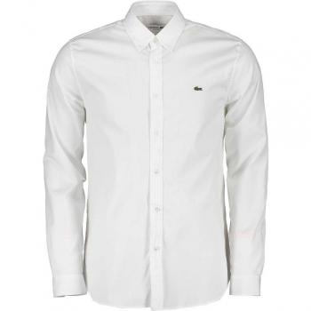 Lacoste Men's Slim Fit Stretch Cotton White Casual Shirt - Size 3XL