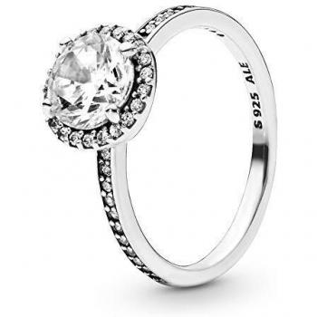 Pandora Timeless Women's Sterling Silver Round Sparkle Halo Cubic Zirconia Ring, Size 52