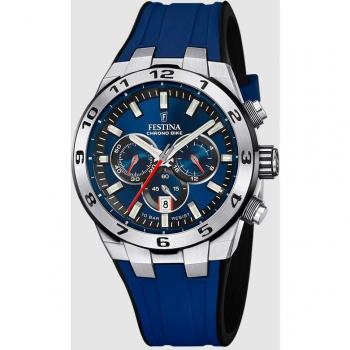 Reloj Para Hombre Festina Chrono Bike Azul Con Correa De Caucho F20671/1