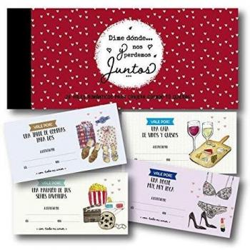 Happymots Talonario 20 Vales Románticos | Dime Dónde y Nos Perdemos Juntos | Regalos originales de pareja | 15 propuestas + 5 vales para rellenar | Regalo para San Valentin para mujer y hombre