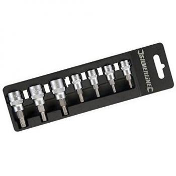 Silverline 763566 - Llaves de vaso con puntas Torx 1/4 y 3/8, 7 pzas