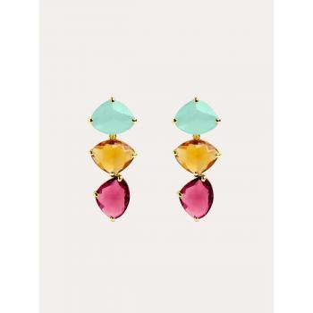 Pendientes Singularu Drop Narciso - Elegantes Pendientes de Plata con Baño en Oro de 18 Kt
