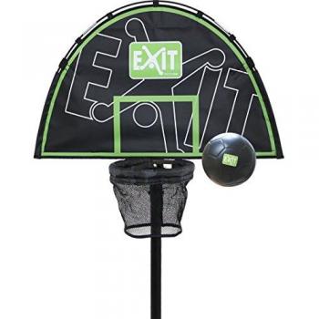 Trampolín EXIT Redondo Verde/Negro con Aro de Baloncesto, Ø25-38mm, con Almohadilla de Espuma, Unisex, a partir de 3 años, 2.0 kg