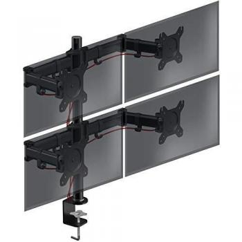 Duronic DM254 BK Brazo para Monitor para 4 Pantallas de 13 a 27 de hasta 8kg | 4 Brazos Extensible hasta 33 cm Cada | Altura 70 cm |Cabezal VESA 75 y 100 Ajustable Giratorio Inclinable