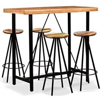 vidaXL Bar Set 5 Pieces Solid Acacia and Reclaimed Wood