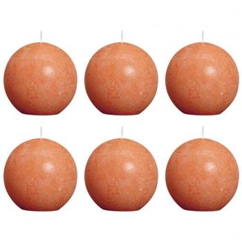 Bolsius Vela de Bola Rústica 80 mm Set de 6 Piezas Naranja