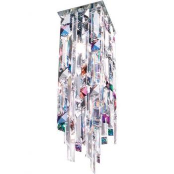 Plafón Diseño Prisma Cromo 1 bombilla 33cm, cristal cromado, diseño moderno, diámetro de 33 cm
