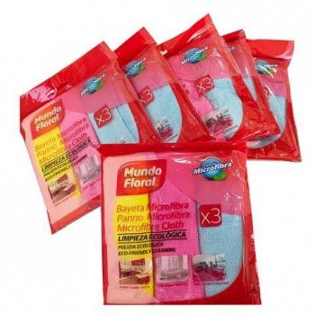 Bayeta de microfibra multiusos Mundo Floral, 38x28 cm, caja de 48 unidades