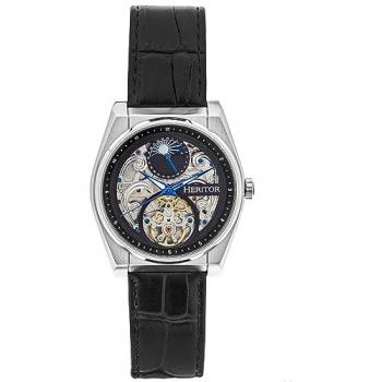 Heritor Automatic Daxton Semi Skeleton Watch - Black Stainless Steel