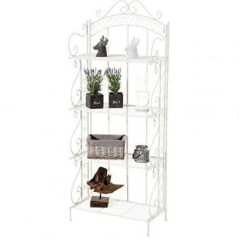 Estantería de Hierro Plegable Antje Blanco con 4 Balas Estilo Rústico