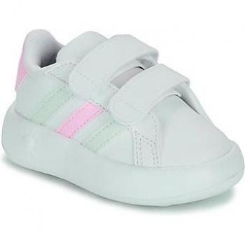 Adidas Grand Court 2.0 Baby Sneakers with Velcro Closure in Ftwr White / Crystal Jade / Clear Pink