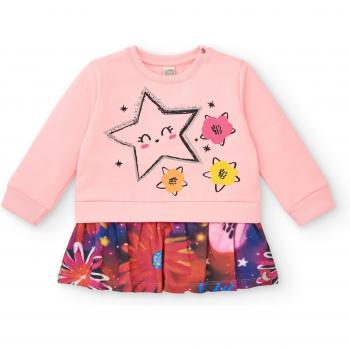 Vestido de Niña Tuc Tuc de Felpa Combinado con Estampado Floral Rosa