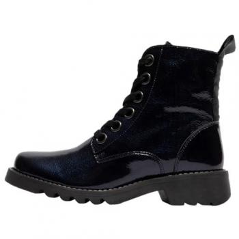 Fly London Women's Ragi Military Style Leather Ankle Boots - Black, Size 4