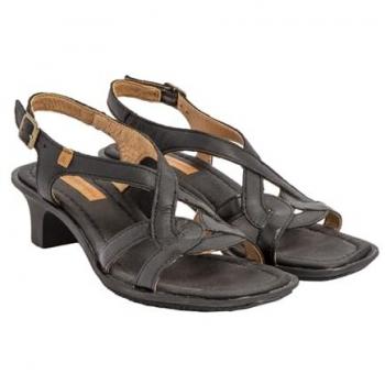Sandalias de piel para mujer El Naturalista N5992 Igusa negro, altura tacón 5cm, con hebilla