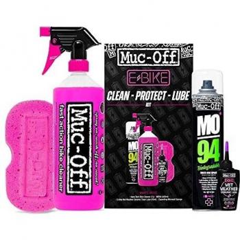 Muc Off Kit de Limpieza y Protección para E-bike con limpiador biodegradable, cepillos específicos para bicicletas eléctricas, esponjas suaves y spray de protección