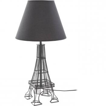Lámpara de mesa Lindby Croia, negra, metal, Ø 28 cm, E27, diseño moderno, textura de tela y seda, para salón y comedor (1 llama)